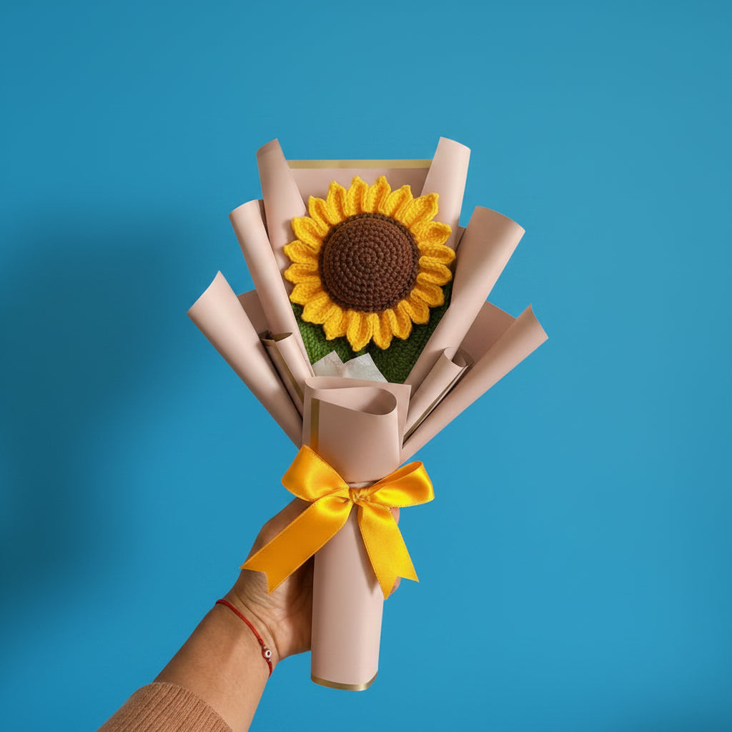 Handmade Crochet Sunflower Bouquet – Everlasting Floral Gift