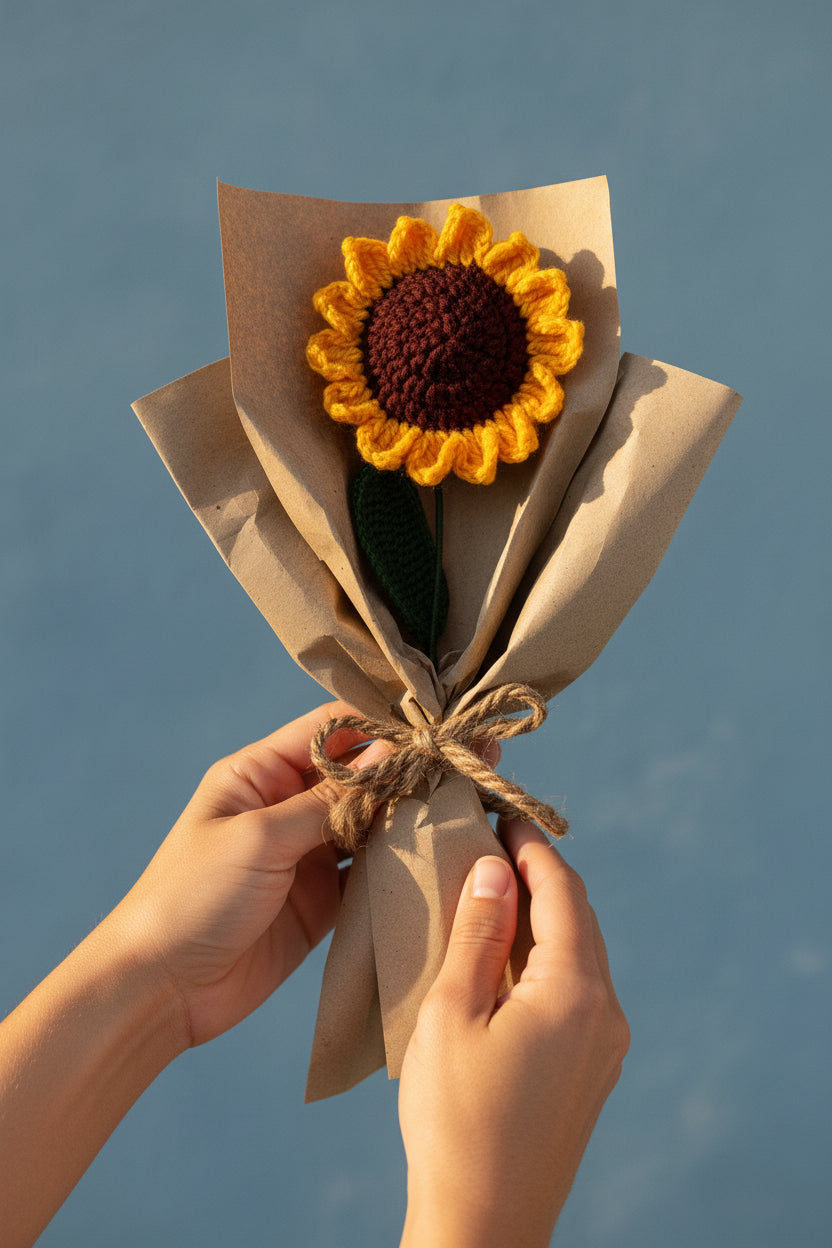 Handmade Crochet Sunflower Bouquet – Everlasting Floral Gift