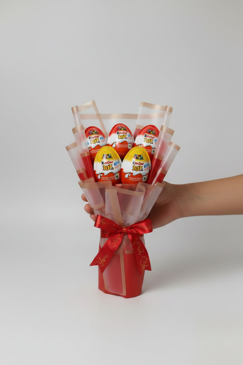 Customized Kinder Joy Bouquet – Pink Theme, Personalized Chocolate Gift